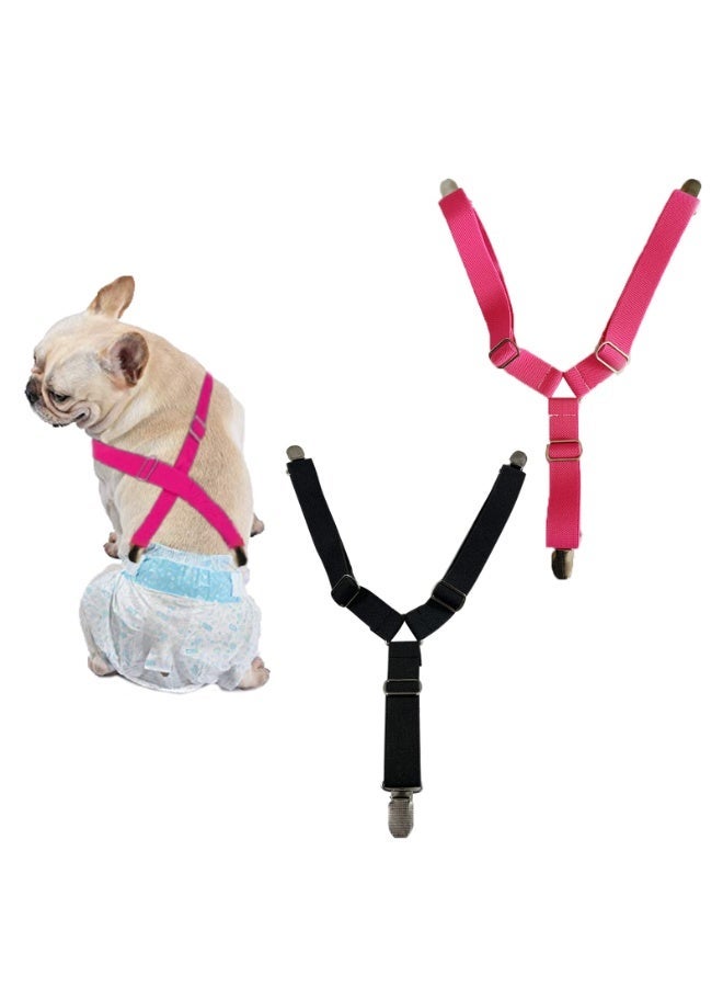 2 Pieces Pet Diaper Fasteners with Adjustable Length Pets Diaper Anti-Slip Suspender Straps for Small Medium and Large Dogs - Image 1
